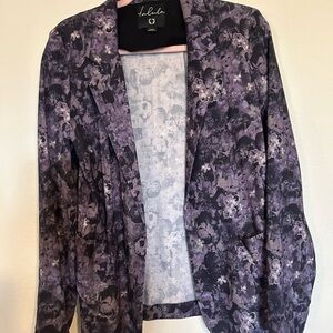 Aritzia Talula Floral Size 4 Open Front Blazer Jacket Front Pockets